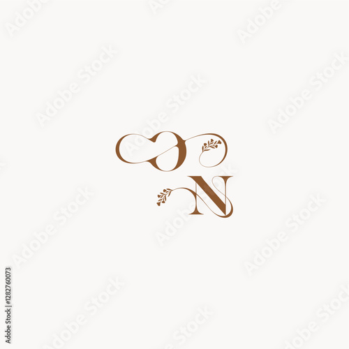 bold and hairline monogram wedding monogram logo initial ON elegant curve organic letter