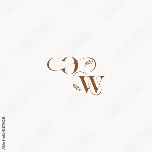 bold and hairline monogram wedding monogram logo initial OW elegant curve organic letter