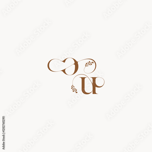 bold and hairline monogram wedding monogram logo initial OU elegant curve organic letter