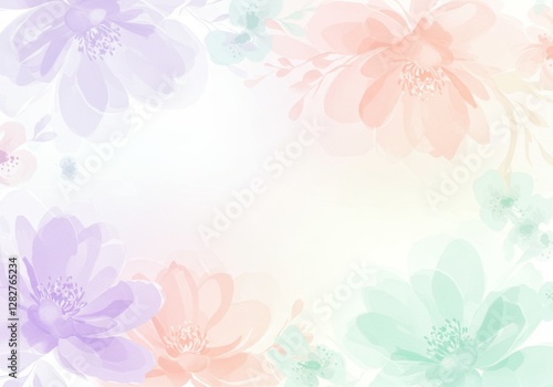 Delicate pastel watercolor floral backdrop with soft blending gradients