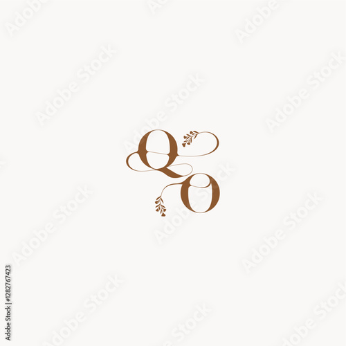 bold and hairline monogram wedding monogram logo initial QO elegant curve organic letter