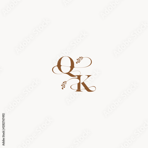 bold and hairline monogram wedding monogram logo initial QK elegant curve organic letter