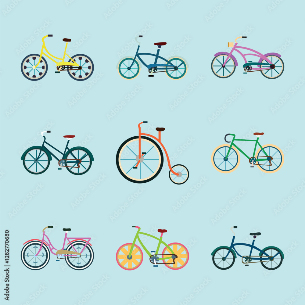 Obraz premium Illustration of bicycle variations with flat design style