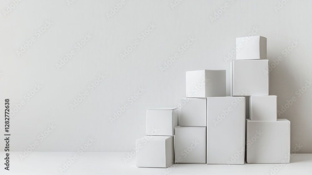 Random movedfading out white cube boxes block background wallpaper banner with copy space Random movedfading out white cube boxes block background wallpaper banner with copy space