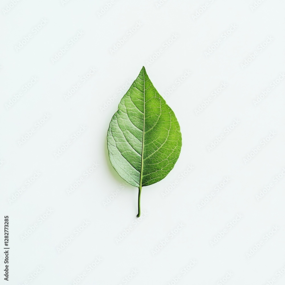 Single green leaf, minimal backdrop, nature, flatlay, design Single green leaf, minimal backdrop, nature, flatlay, design