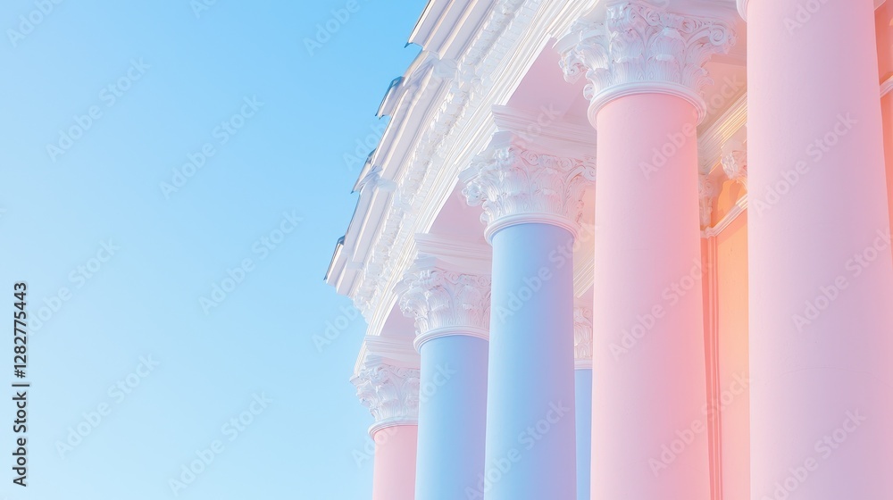 Pastel Colored Columns Against a Clear Sky Pastel Colored Columns Against a Clear Sky