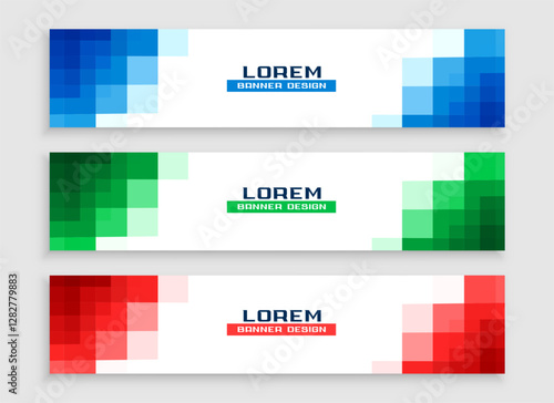modern style wide web business banner template in pack of three