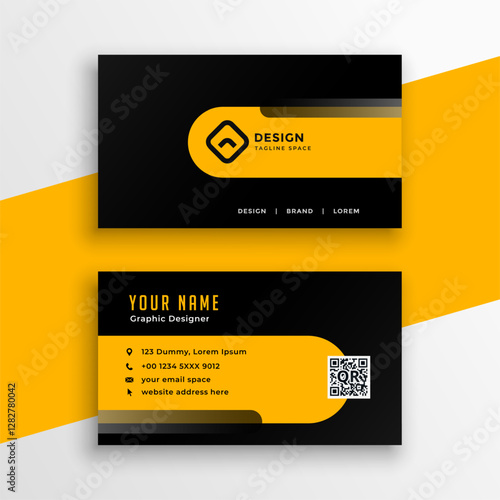 professional business card layout in black and yellow color