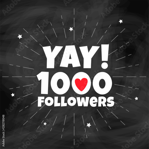 thank you 1k or 1000 followers success party with cute heart design