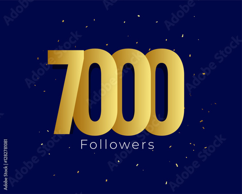 golden 7000 digital followers celebration background with confetti decoration