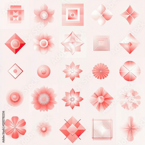 Icon Set of Abstract Cherry Blossom Patterns, Cherry Blossom Festivals