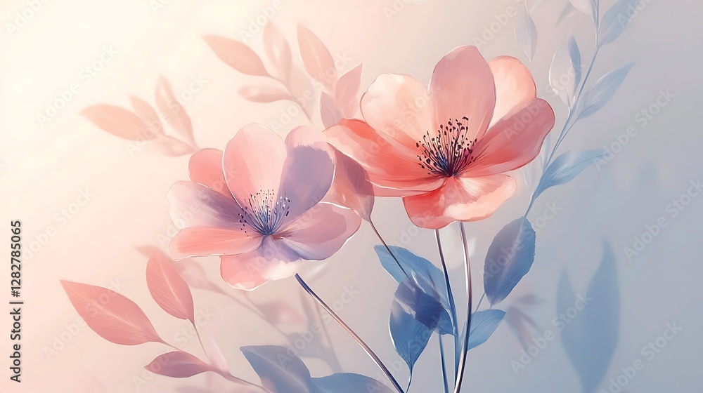 custom made wallpaper toronto digitalSerene Blossom: A Digital Painting of Delicate Pink Flowers