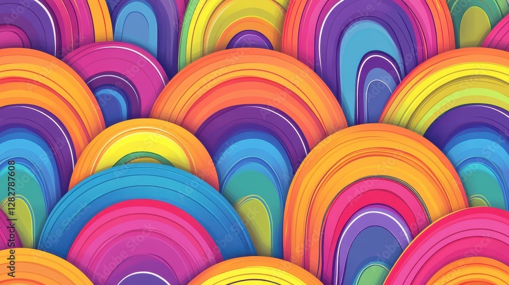 A vibrant 70 is retro seamless wallpaper pattern, rendered as a vector illustration, featuring bold geometric shapes in rainbow hues, ready to elevate your space with a touch of nostalgia. A vibrant 70 is retro seamless wallpaper pattern, rendered as a vector illustration, featuring bold geometric shapes in rainbow hues, ready to elevate your space with a touch of nostalgia.