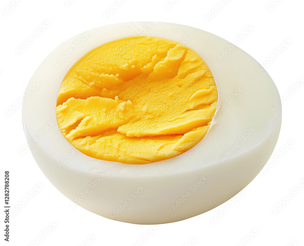 Half of boiled egg isolated on transparent background, top view Half of boiled egg isolated on transparent background, top view