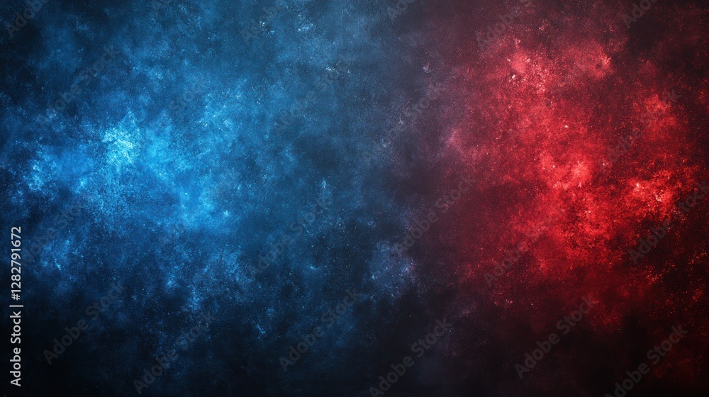 Fototapeta premium Abstract cosmic nebula; red blue clash; space background; design