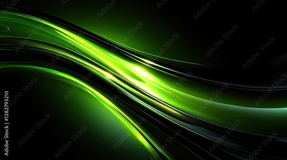 Abstract green waves dark background design Abstract green waves dark background design