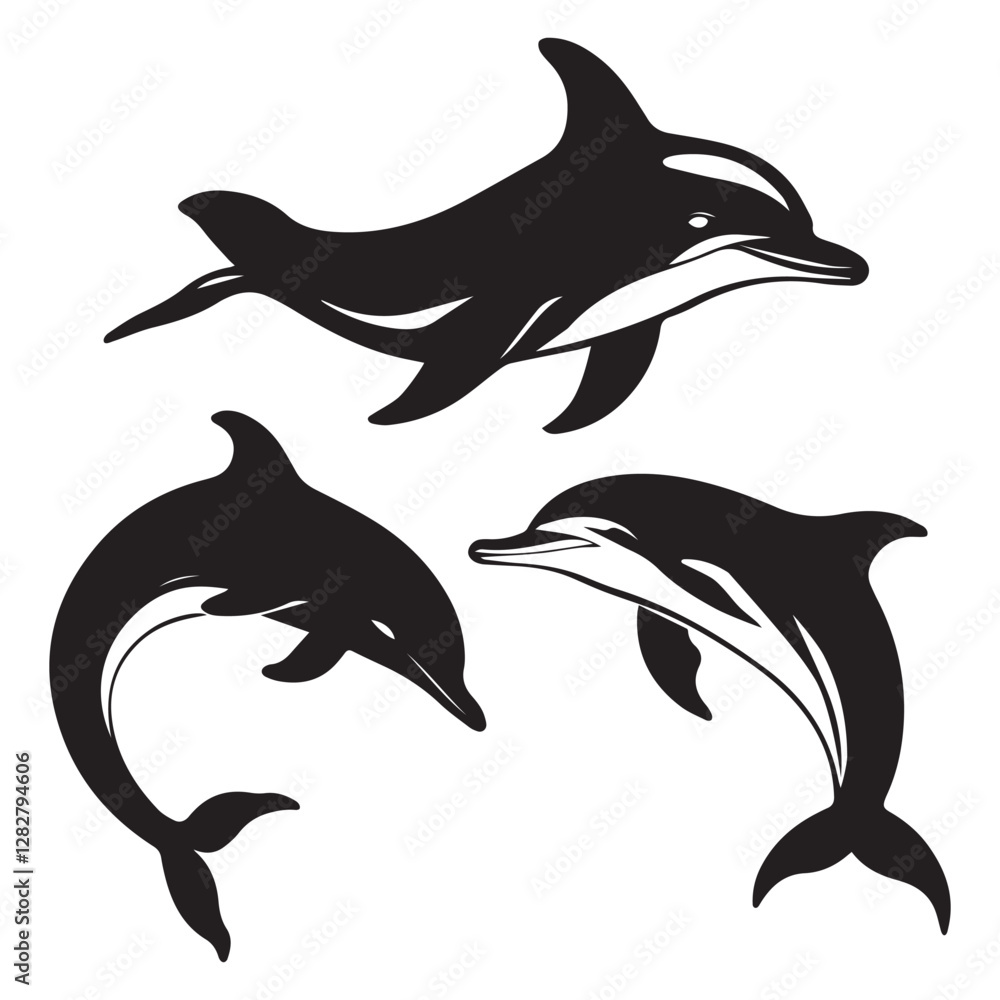 Naklejka premium vector silhouette of a dolphin