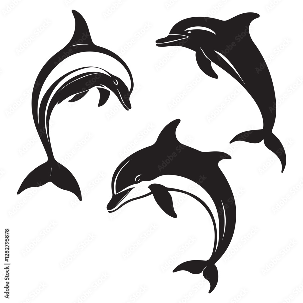 Naklejka premium dolphin isolated icon set on white background