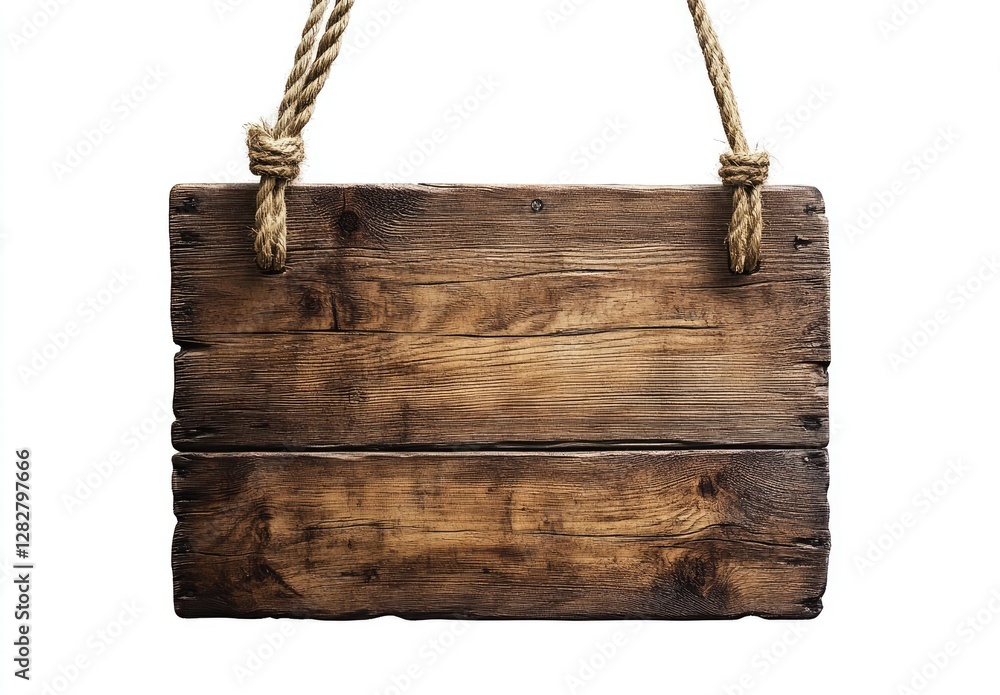 Rustic wooden sign hanging, rope, blank, isolated, white background, advertisement (1) Rustic wooden sign hanging, rope, blank, isolated, white background, advertisement (1)