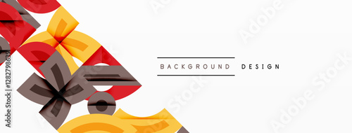 Abstract geometric background shapes forming a modern, symmetrical pattern. Bold contrast, smooth gradients, dynamic composition, futuristic style