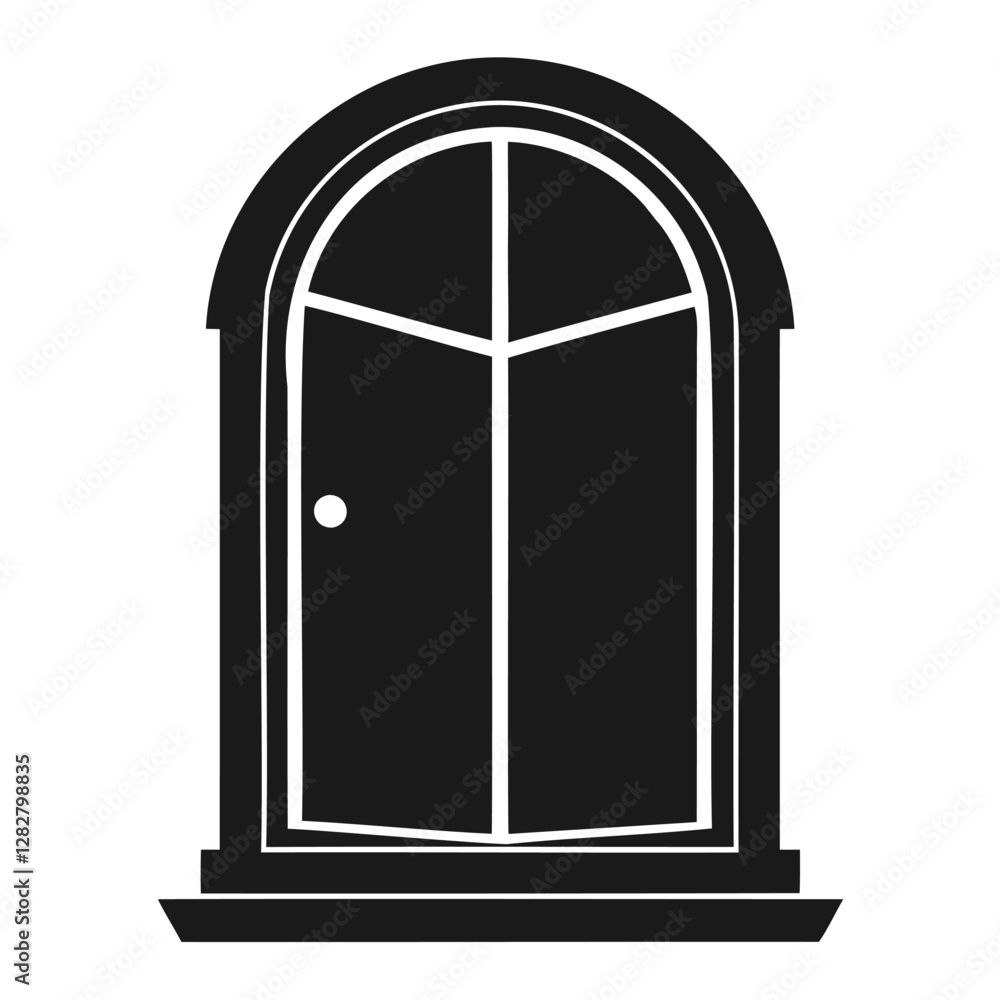 A simple, black and white silhouette of an arched doorway A simple, black and white silhouette of an arched doorway