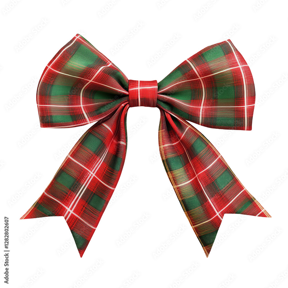 red and green bow isolated on transparent white background, clipping path red and green bow isolated on transparent white background, clipping path