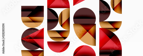 Abstract geometric pattern with intersecting circles and triangles in gradients. The high-contrast composition creates depth and a dynamic, modern aesthetic