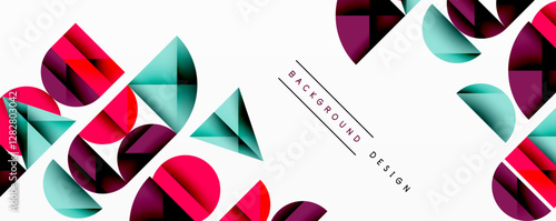 Abstract geometric pattern with intersecting circles and triangles in gradients. The high-contrast composition creates depth and a dynamic, modern aesthetic