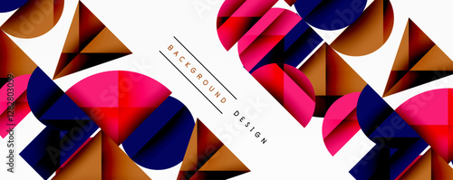 Minimal geometric abstract background. Circle square and triangle design