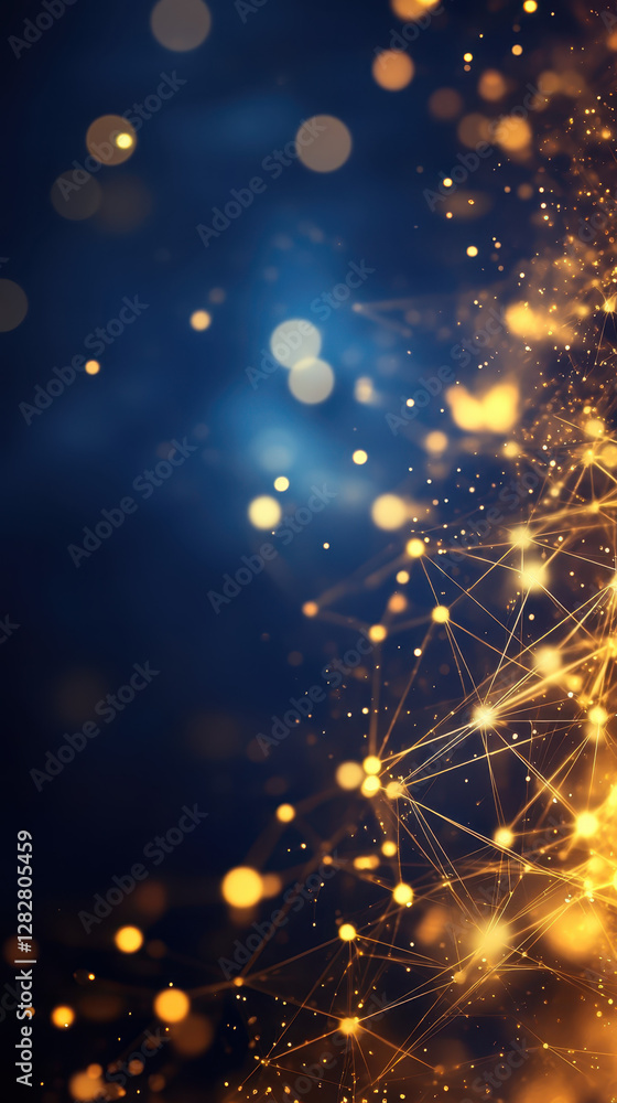 Fototapeta premium vibrant abstract background with glowing golden lights and network patterns