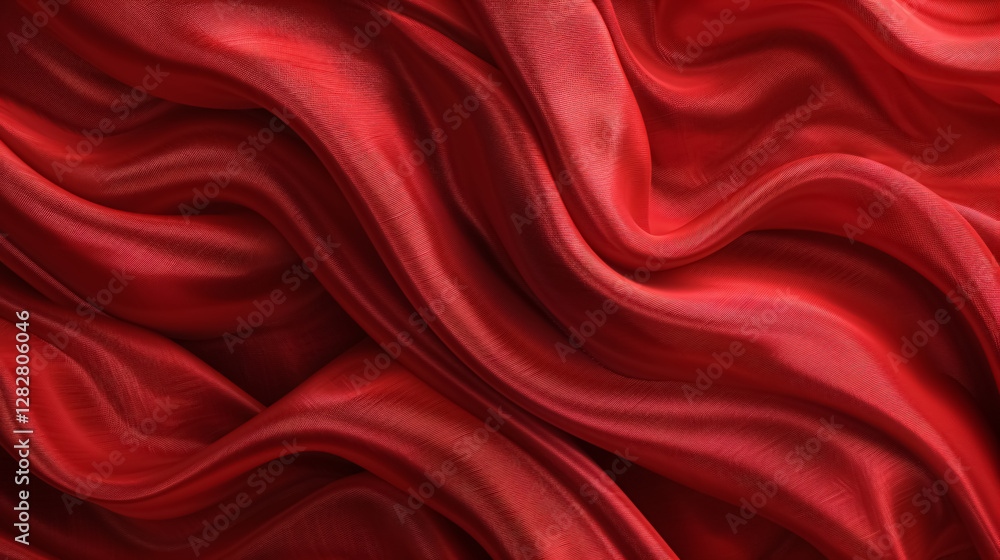 Abstract red fabric with a soft wave texture background.