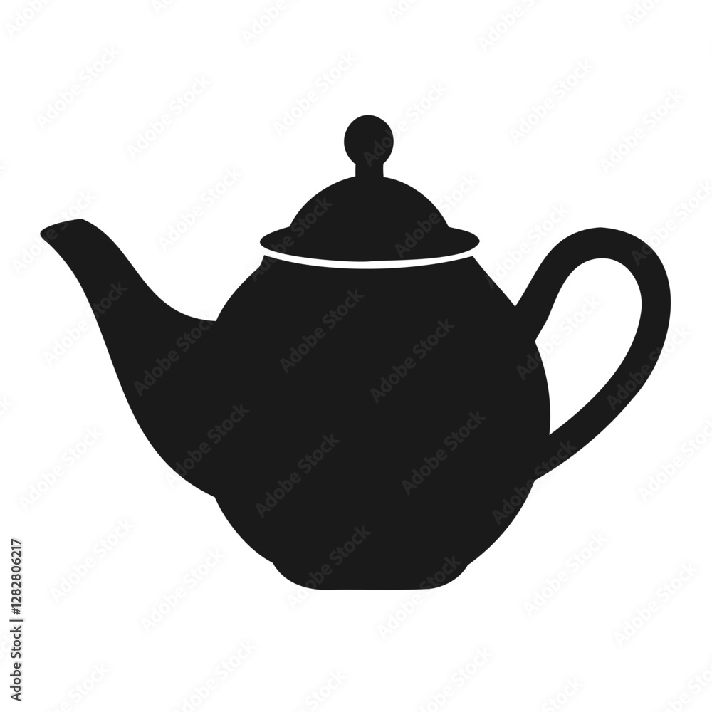 solid black silhouette of a classic teapot solid black silhouette of a classic teapot