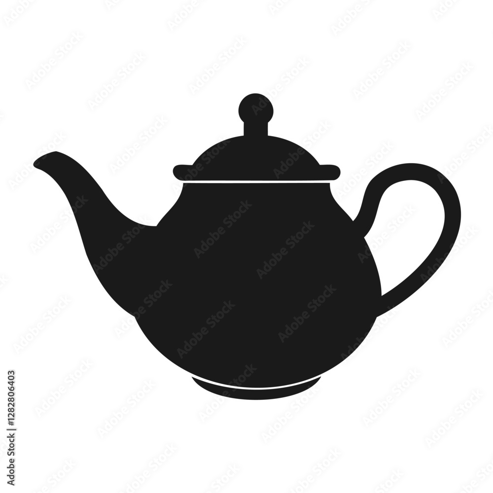 solid black silhouette of a classic teapot solid black silhouette of a classic teapot