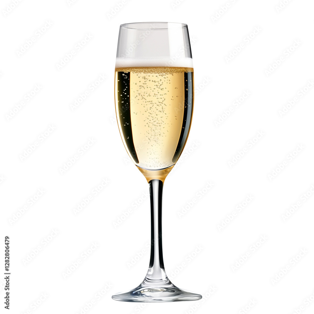 Sparkling champagne flute glass isolated on transparent background Sparkling champagne flute glass isolated on transparent background