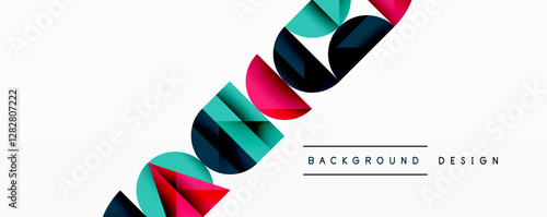 Abstract geometric pattern with intersecting circles and triangles in gradients. The high-contrast composition creates depth and a dynamic, modern aesthetic