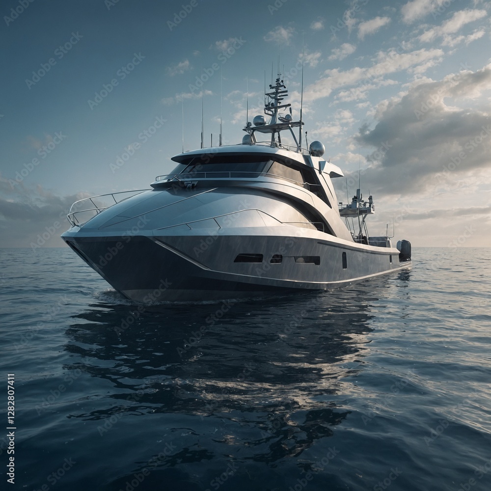 Yacht Generative AI Beautiful white private motor yacht for a boat trip on the Red Sea, Egypt Cabin Cruiser Yacht sailing on the calm sea travelling from one place to another exploring the ocean Yacht Generative AI Beautiful white private motor yacht for a boat trip on the Red Sea, Egypt Cabin Cruiser Yacht sailing on the calm sea travelling from one place to another exploring the ocean