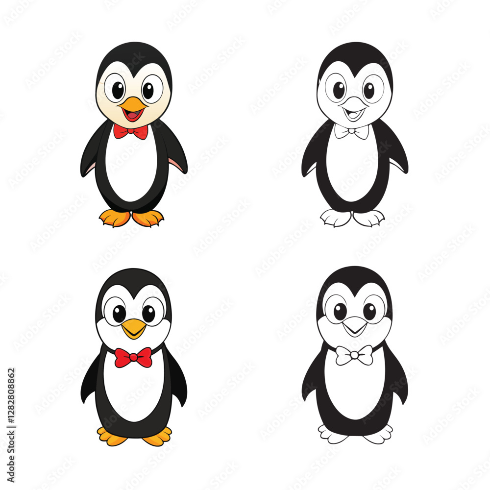 Naklejka premium Color and Line Art: It accurately describes the two styles presented.