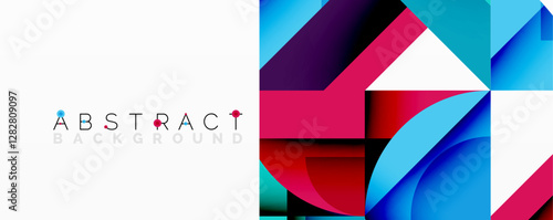 Circles, semi circles, squares and round triangles. Geometric mosaic style pattern abstract background for wallpaper, banner, backdrop, card, book Illustration, landing page