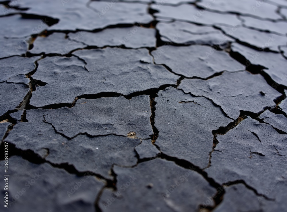 Obraz premium Dry Cracked Soil Texture Background, Arid Land Surface, Global Warming Effect