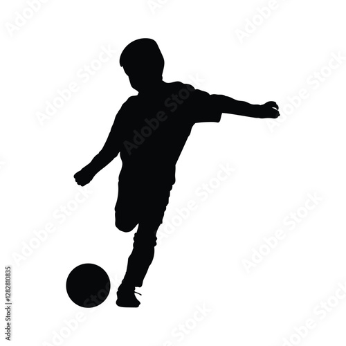 Silhouette One boy is a striker in football vector illustration.