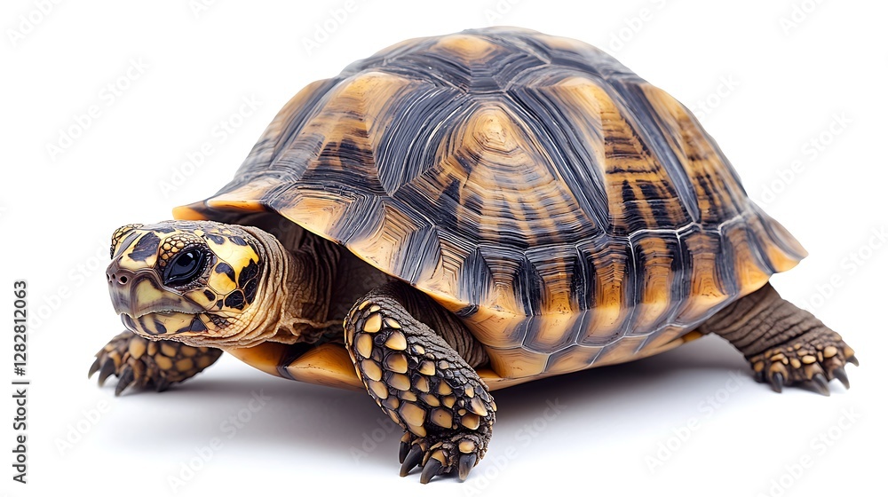 Obraz premium Tortoise profile against white background