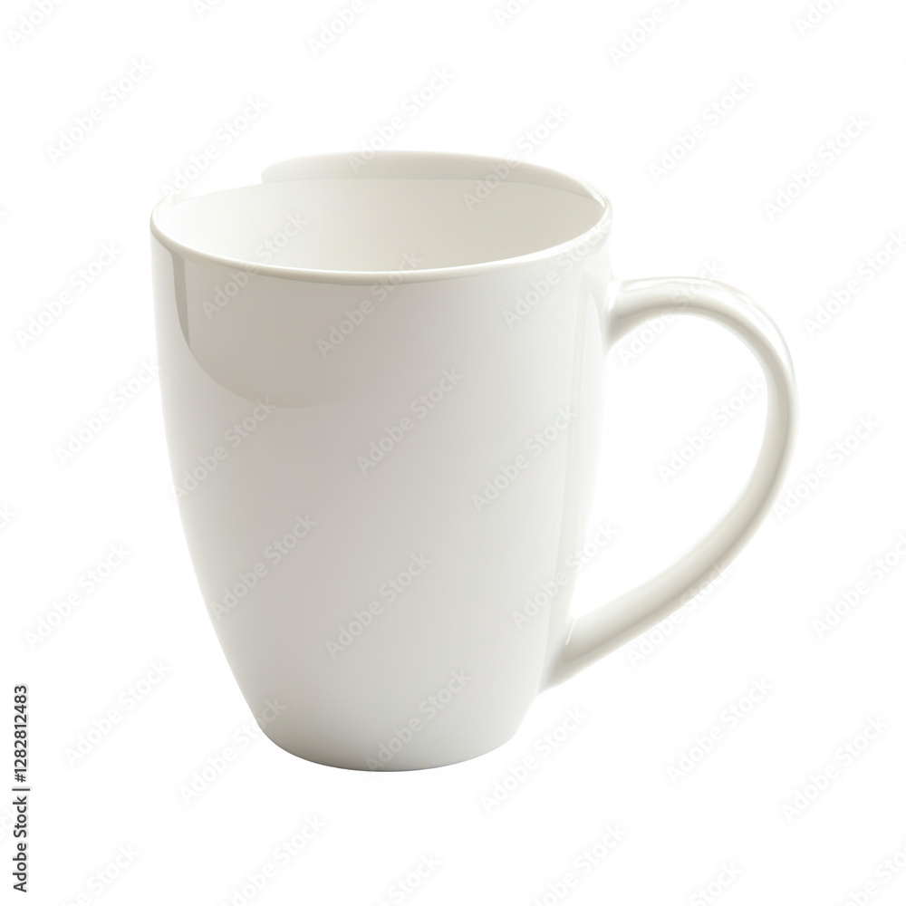 White Ceramic Coffee Mug Mockup with Round Shape on Transparent Background, PNG White Ceramic Coffee Mug Mockup with Round Shape on Transparent Background, PNG