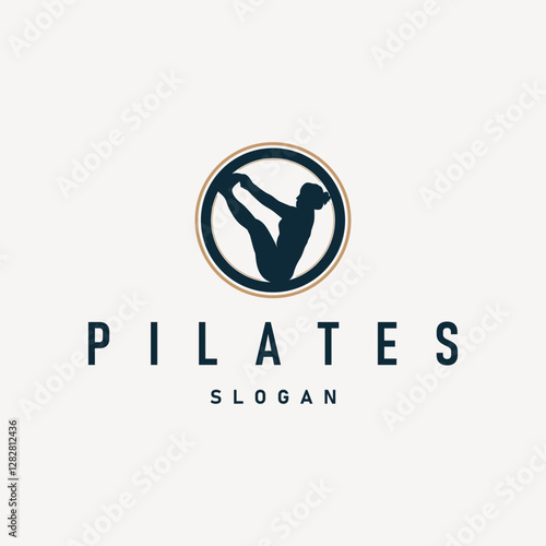 sport relaxation fitness physical illustration silhouette logo pilates training pose sports gymnastics template symbol