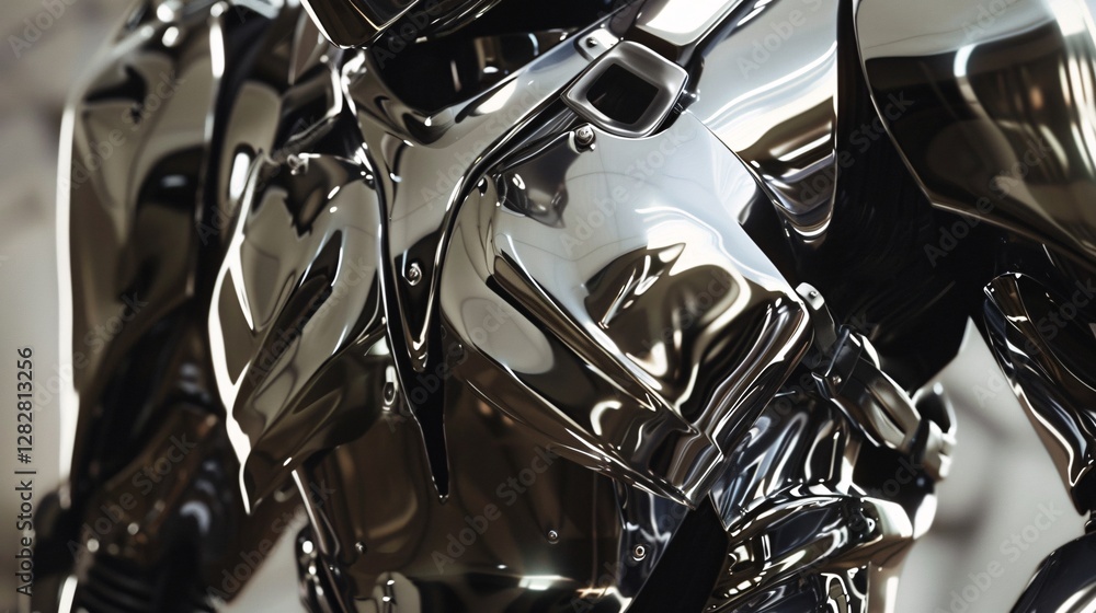 Shiny chrome armor with a modern twist Shiny chrome armor with a modern twist