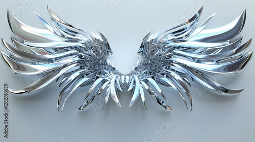 Abstract chrome wings with a mechanical look