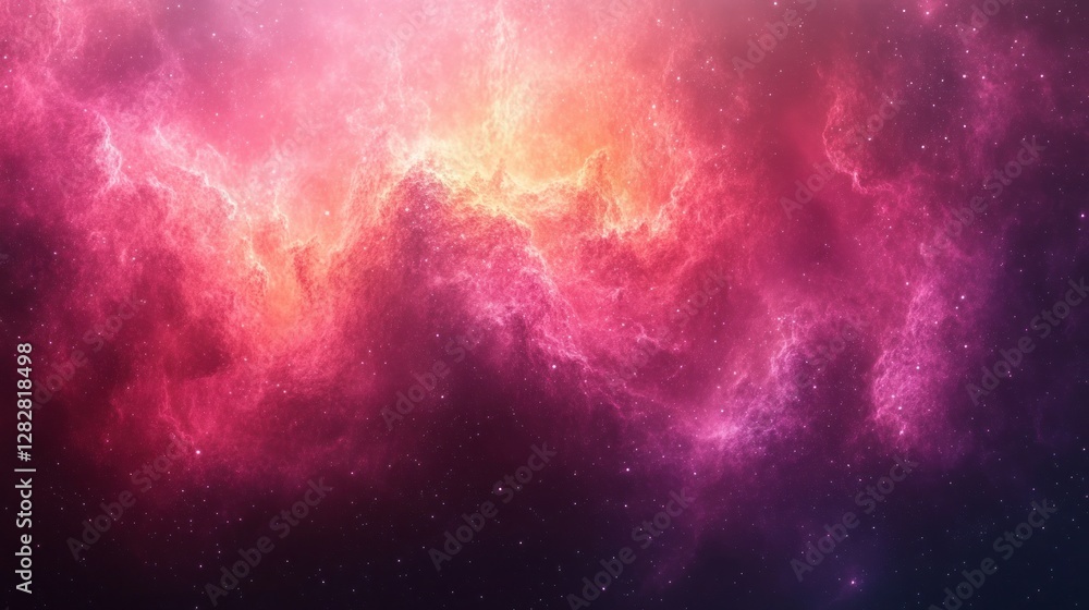 Naklejka premium Cosmic Nebula Pink, Orange, Space Background