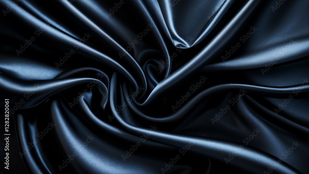 Obraz premium A close-up of smooth, flowing black silk fabric with a luxurious, glossy texture.