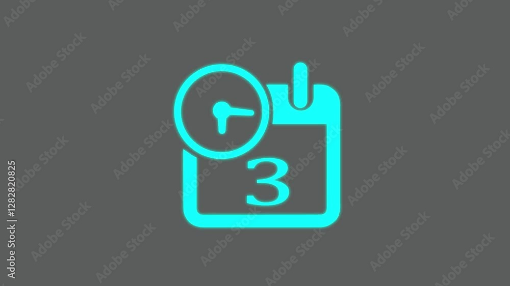 Abstract calendar icon - day 3 animation. Clock icon black color animation transparent appointment, important date on light gray background. Abstract calendar icon - day 3 animation. Clock icon black color animation transparent appointment, important date on light gray background.