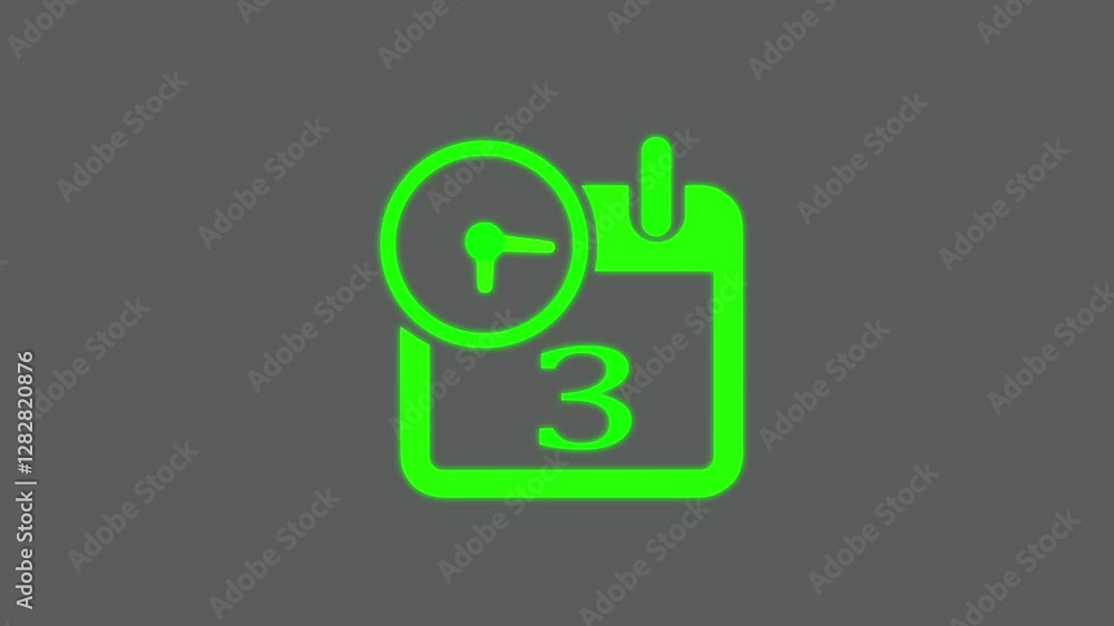 Abstract calendar icon - day 3 animation. Clock icon black color animation transparent appointment, important date on light gray background. Abstract calendar icon - day 3 animation. Clock icon black color animation transparent appointment, important date on light gray background.