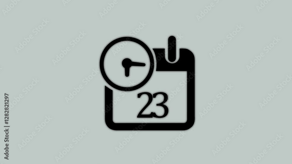 Abstract calendar icon - day 23 animation. Clock icon lime black color animation transparent appointment, important date on white background. Abstract calendar icon - day 23 animation. Clock icon lime black color animation transparent appointment, important date on white background.
